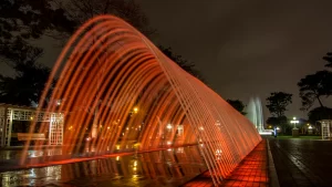 View of the magical water circuit in Lima and its water tunnel.