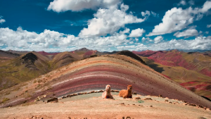 The Ausangate viewpoint on the Palcoyo Rainbow Mountain tour provides sweeping Andean landscapes and distant views of the Vinicunca Rainbow Mountain.