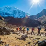 The trail to Llactapata on the Salkantay Trek leads through lush cloud forest, coffee plantations, and mountain viewpoints that offer unique perspectives of the Andes and the Inca Trail region.