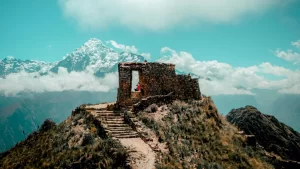 Panoramic view from Inti Punku, the Sun Gate, where trekkers see Machu Picchu for the first time during the Short Inca Trail hike.